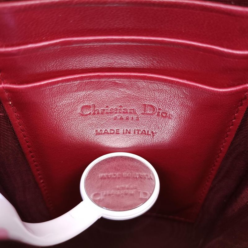 Christian Diorchristian Dior Lady Dior Cannage Phone Holder Red Patent 56-ma-026