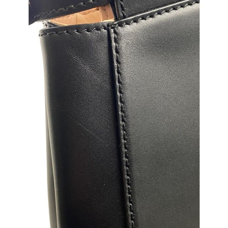 Fendi 8bn226 Peekaboo Medium Black Handbag Shoulder Bag Gold Hardware Used