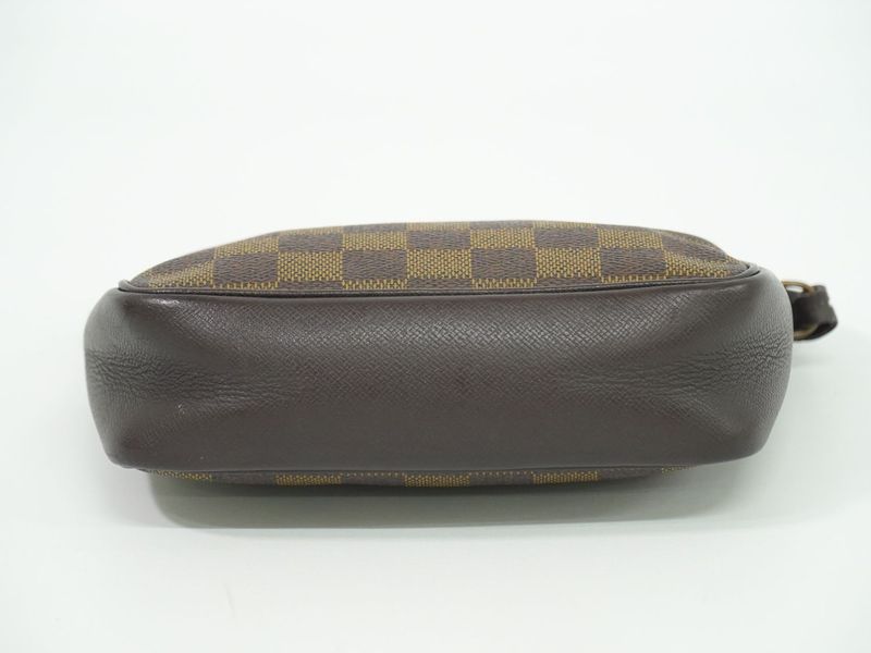 Authentic Louis Vuitton LV Trousse Makeup Damier Ebène Accessory Pouch Handbag