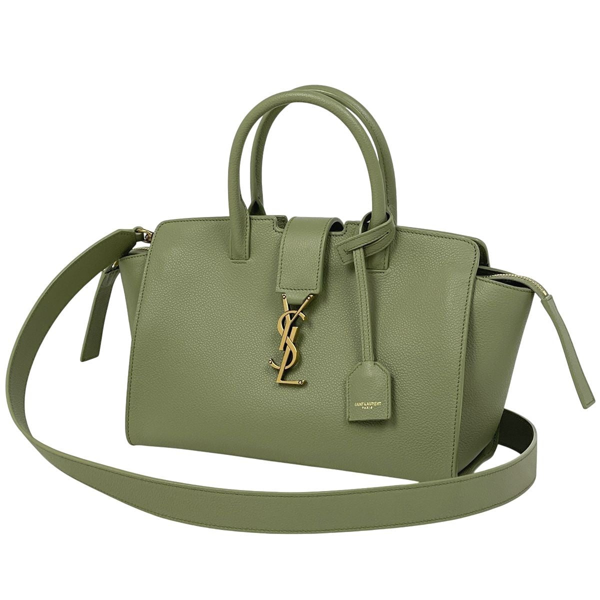 Saint Laurent Paris Downtown Baby 2-Way Shoulder Bag Leather Green
