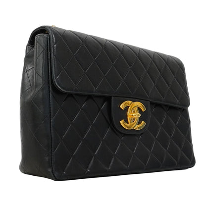 Chanel Shoulder Bag Deca Quilted Lambskin Black Gold — view 2