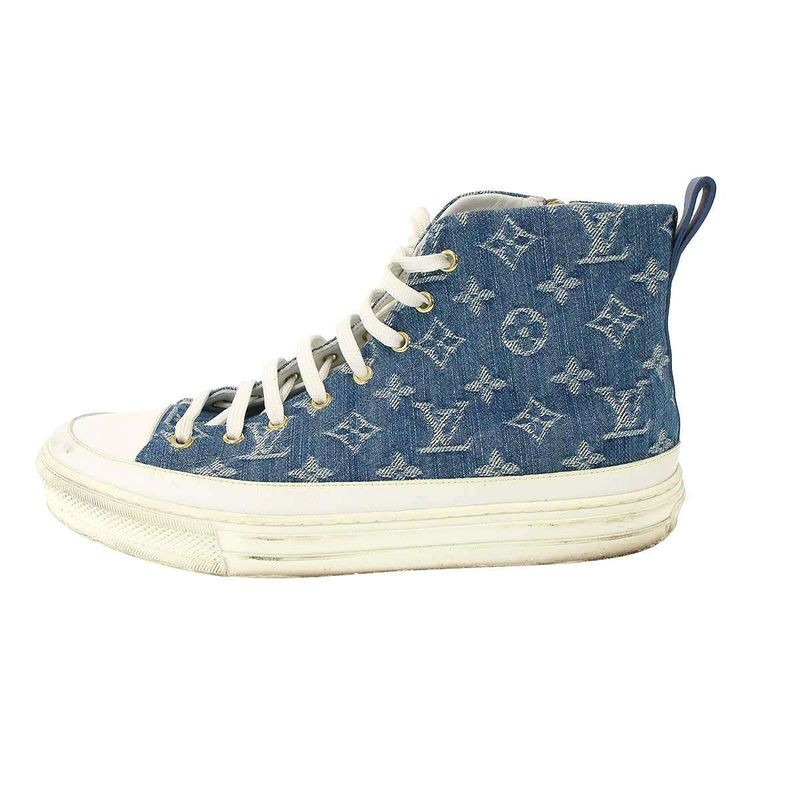 Louis Vuitton Stellar Line Monogram Denim High Cut Sneakers Indigo 41