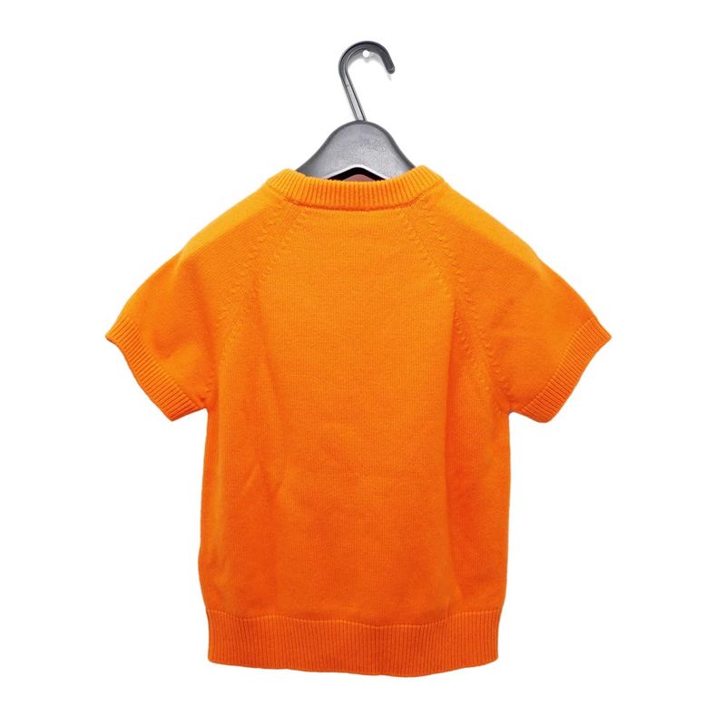 Hermes Short Sleeve Cashmere Knit Chaine D'ancre Ice Orange 34 Size