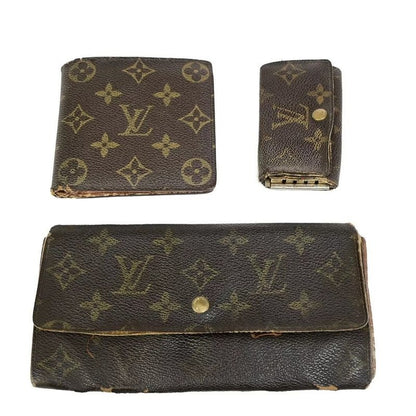 Louis Vuitton Long Wallet Monogram 3 Set Bifold 66 Bs078