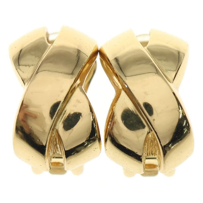 Dior Christian Ribbon Motif Earrings Gold