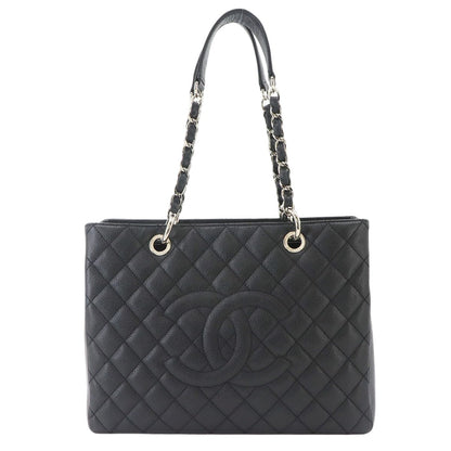 Chanel Quilted Grand Shopping Chain Tote Bag GST Caviar Leather Black