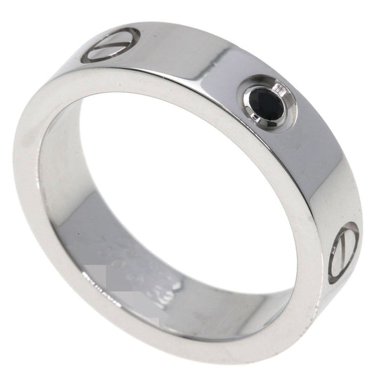 Cartier Love Ring Black Saffiano 59 18K White Gold