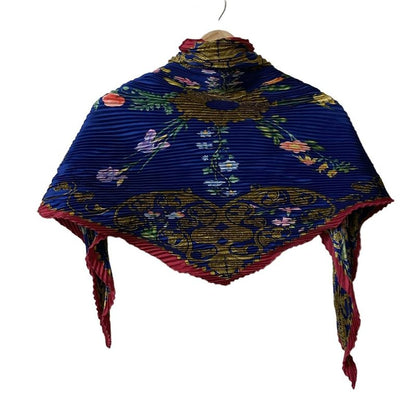 Hermes Scarf Rosange Blue×red×multi Floral/pleated