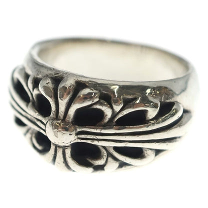 Chrome Hearts Flrl Crs Floral Cross Ring Silver
