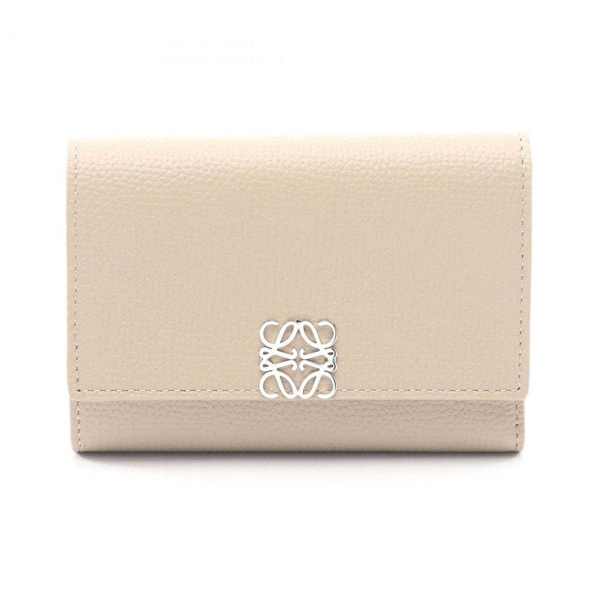 Loewe Trifold Wallet Anagram Vertical Small Gray Leather