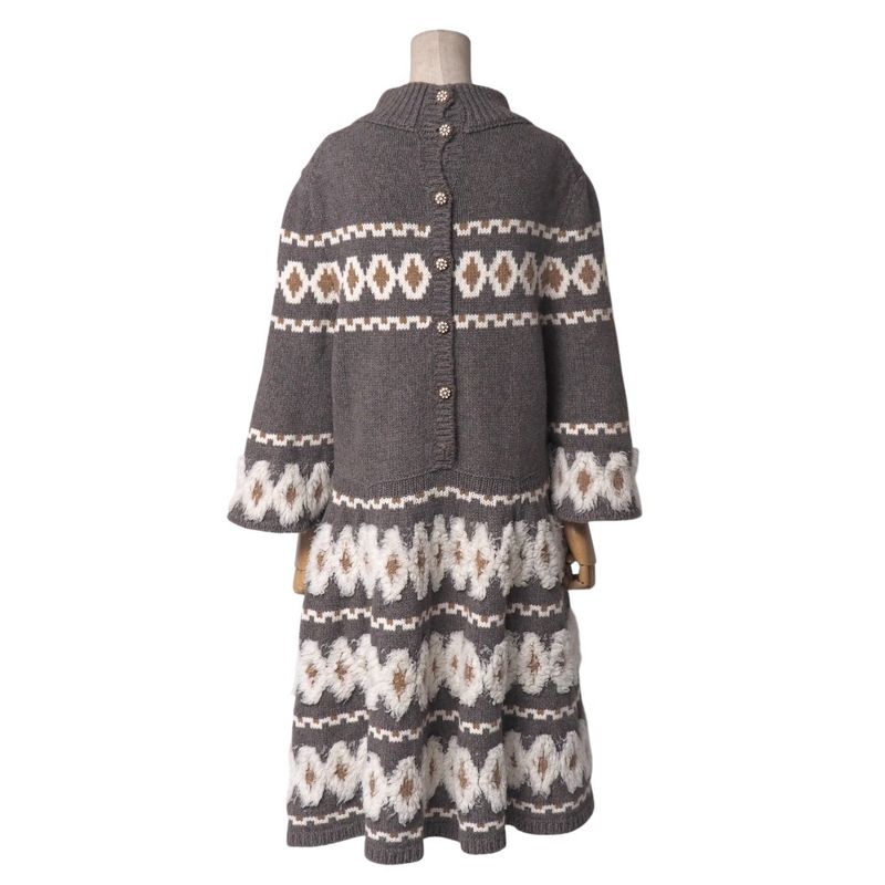 Chanel Dress Size 44 P62 Seventh Sleeve Flared Sleeves Knit Dress Gripore