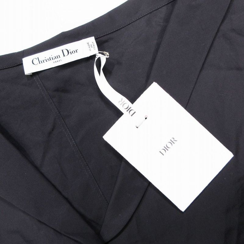 Dior Homme Asymmetric Shirt Cotton Poplin Bee Embroidery Long Sleeves Black