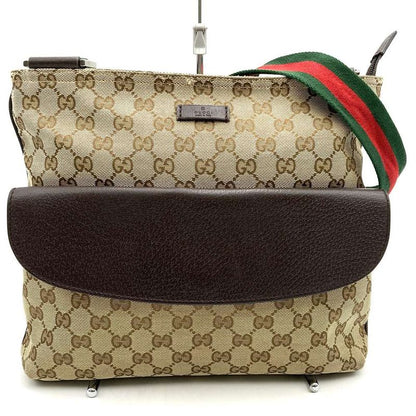 Gucci 256100 Crossbody Shoulder Bag Brown GG Canvas Sherry Line Ladies Fashion