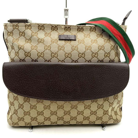 Gucci 256100 Crossbody Shoulder Bag Brown GG Canvas Sherry Line Ladies Fashion
