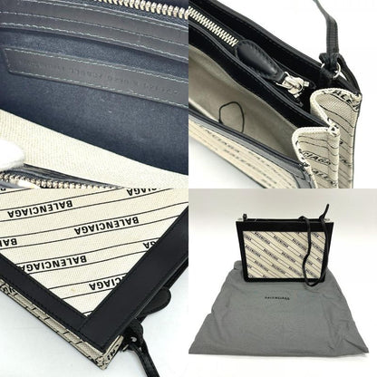 Balenciaga Shoulder Bag Total 528147 Leather / Canvas White And Black