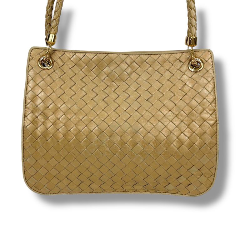 Bottega Veneta Shoulder Bag Shoulder Bag Gold Intrecciato Leather Semi Shoulder