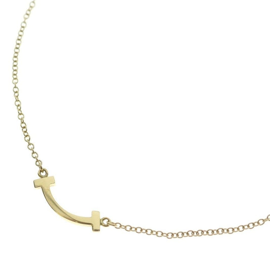 Tiffany & Co T Smile Mini Necklace Pendant Chain Gold