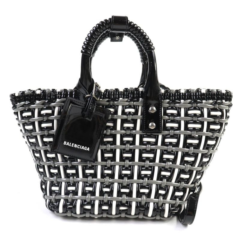Balenciaga Bistro Basket Bag XS Enamel 2-Way Shoulder Black