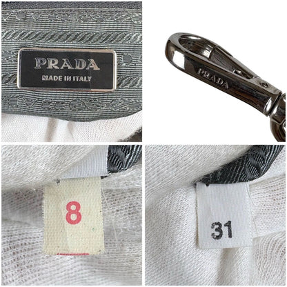 Prada 2-Way Shoulder Bag Mini Tote Ribbon Tessuto Nylon Light Gray — view 13