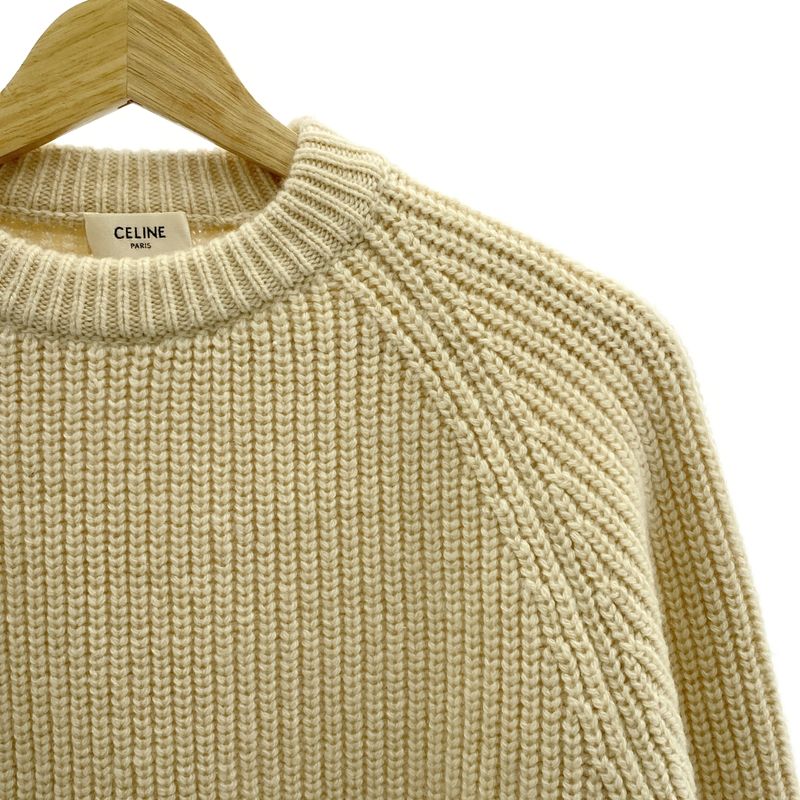 Celine - 100% Cashmere Ribbed Oversized Chunky Knit - S - Beige - Women's
