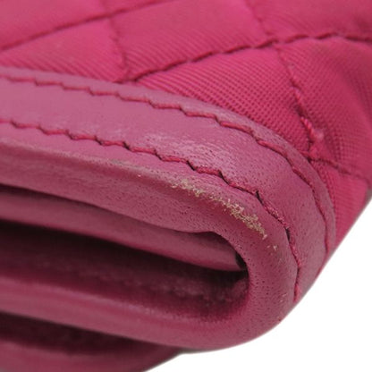 Prada Long Wallet Tessuto Quilted Wallet Nylon Ibisco Gold Hardware Red Fold