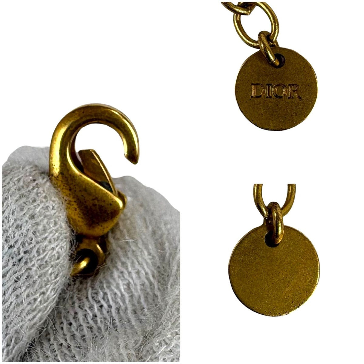 Dior Christian CD Navy Necklace Rhinestone Gold — view 10
