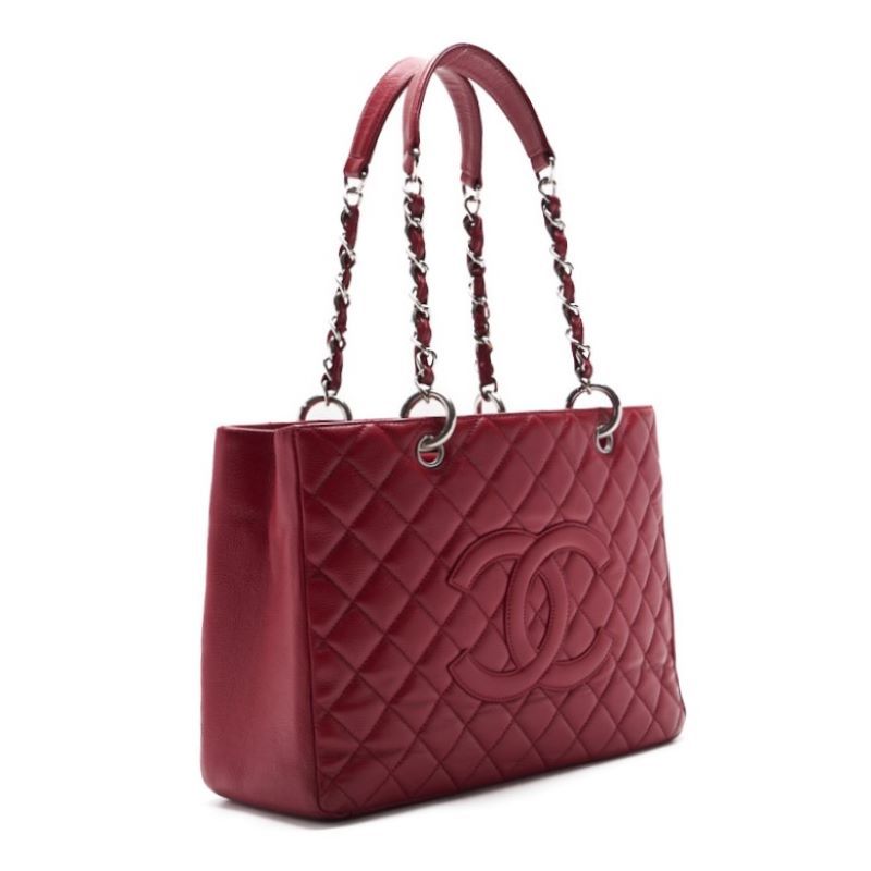 Chanel Matelasse GST Coco Mark Double Chain Shoulder Caviar Skin Red With