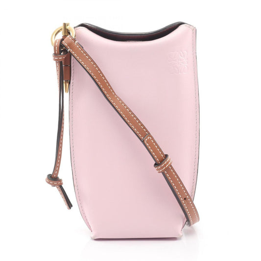 Loewe Shoulder Bag Gate Pocket Pink Orange Brown Leather
