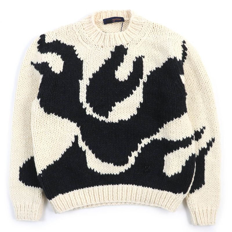 Louis Vuitton 2021 Flame Intarsia 100% Wool Long Sleeve Knit Sweater