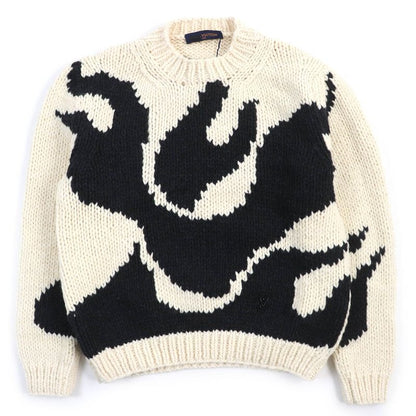 Louis Vuitton 2021 Flame Intarsia 100% Wool Long Sleeve Knit Sweater