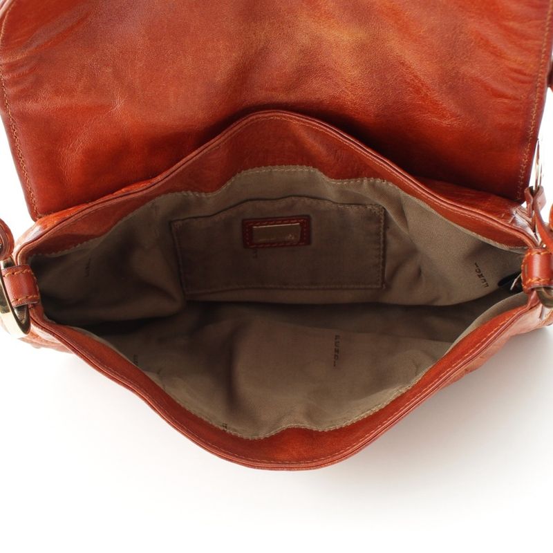 Fendi Leather Zucca Pattern Flap One Shoulder Bag With Charm Brown