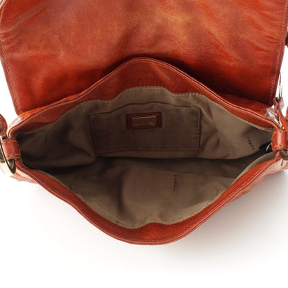 Fendi Leather Zucca Pattern Flap One Shoulder Bag With Charm Brown