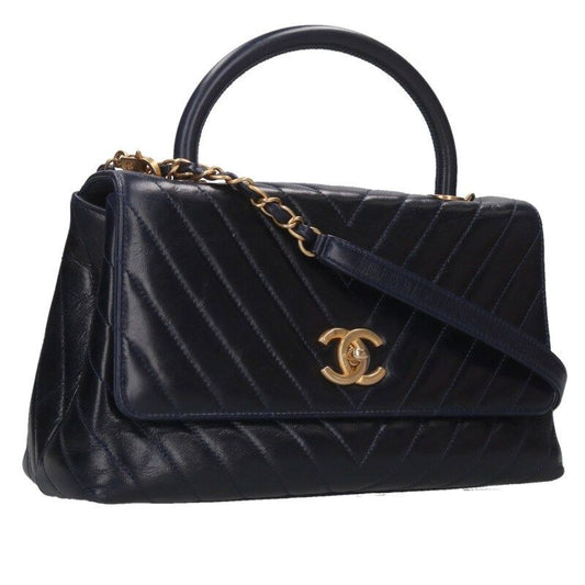 Chanel A92991 Top Handle 29 Chevron Aged Calfskin Chain Shoulder Bag Women 29