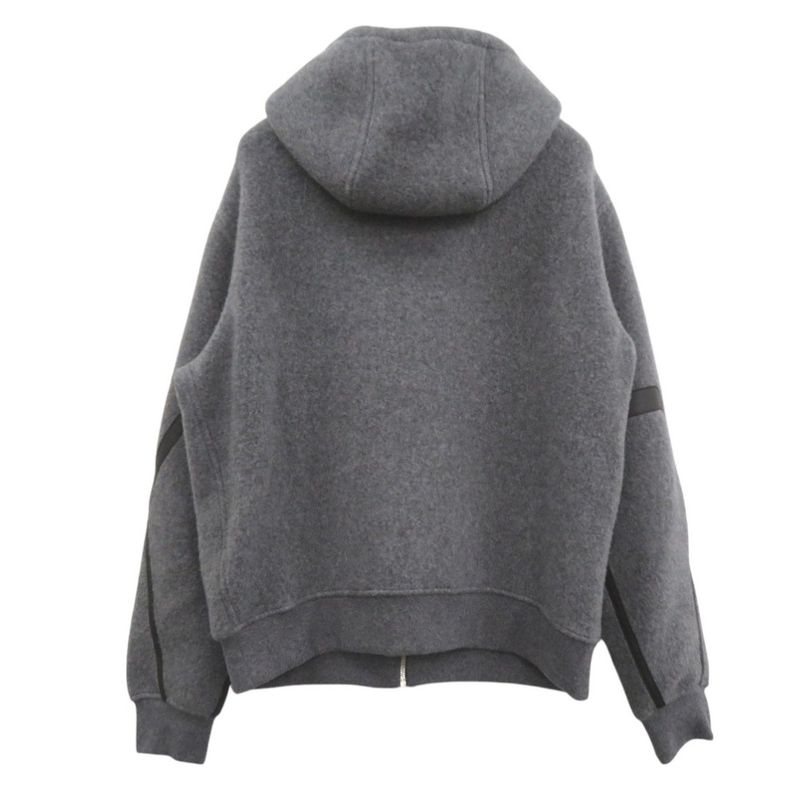 Hermes Knit Hooded Zip-up Hoodie 32-5733 Hoodie Wool Cashmere Gray 1383 Hermes