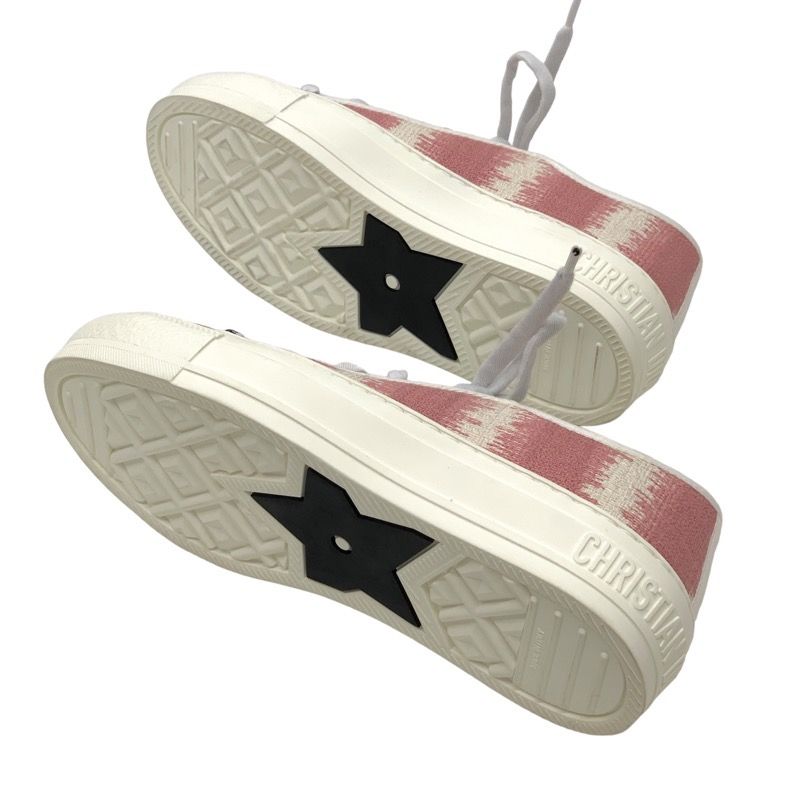 Christian DIOR WALK N DIOR Sneakers Shoes Fabric Pink White Jacquard Logo
