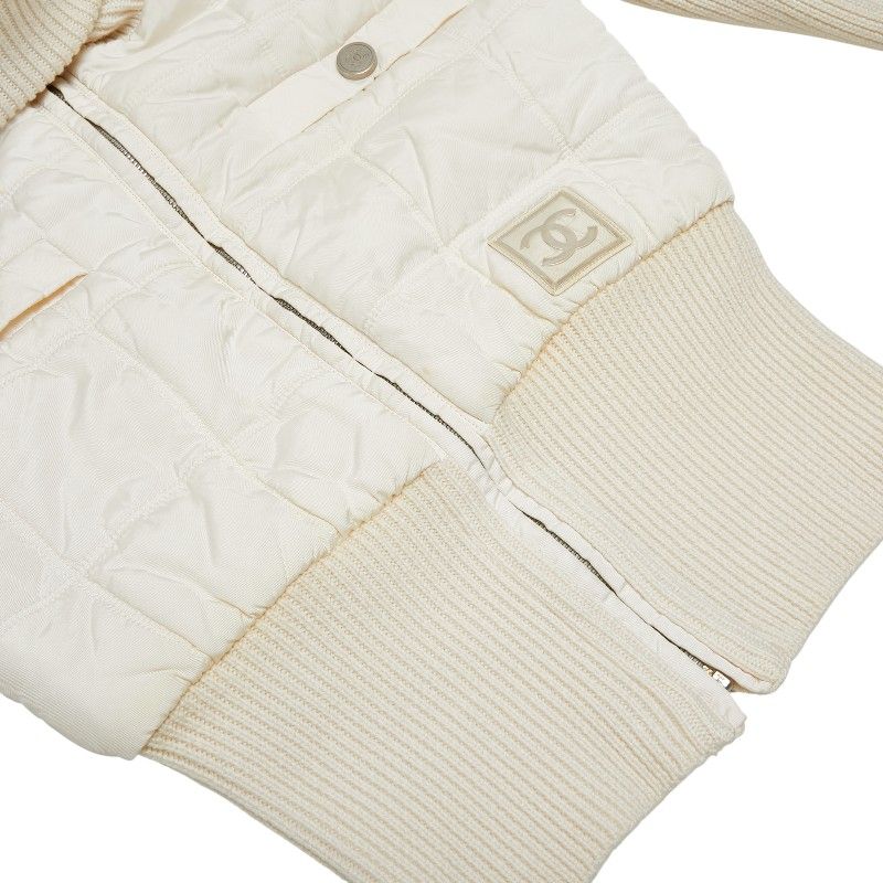 Chanel Sport Line Coco Mark Blouson Zip Up Size: 36 P16401w02679 Ivory Wool
