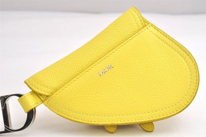 Christian DIOR Vintage Saddle Pouch Wallet Leather Yellow CD 3224n