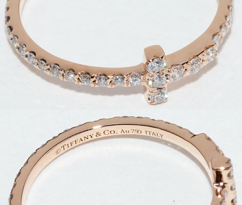 Tiffany & Co Ring 18K Pink Gold Diamond Total 019ct T-wire Full Circle Ring