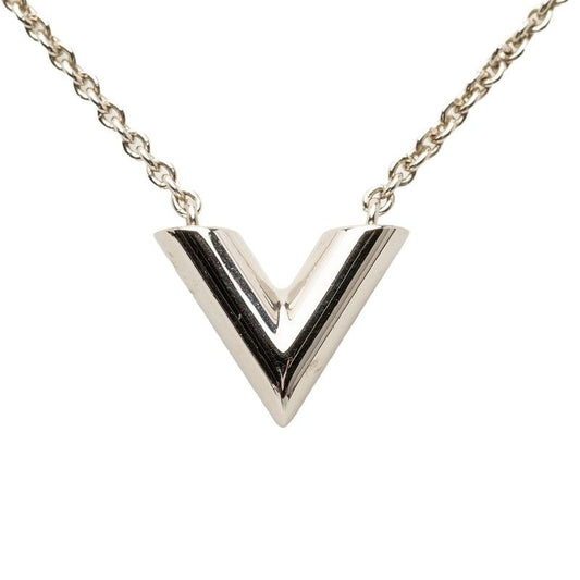 Louis Vuitton Essential V Pendant Necklace Silver Metal