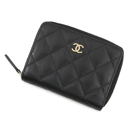 Chanel Bifold Wallet Quilted Small CC Logo Caviar Leather