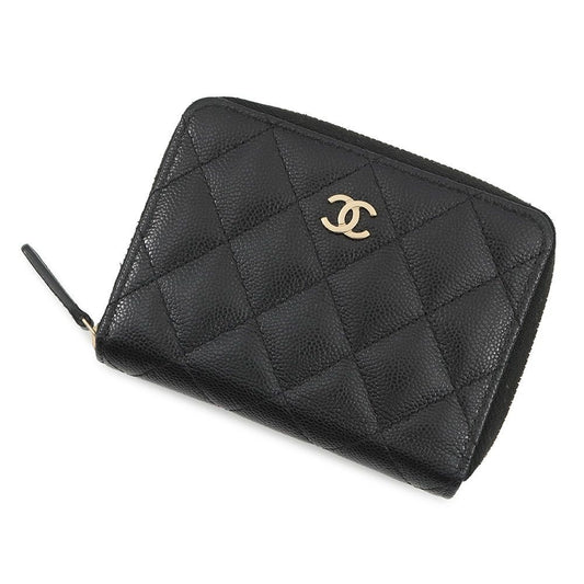 Chanel Bifold Wallet Quilted Small CC Logo Caviar Leather