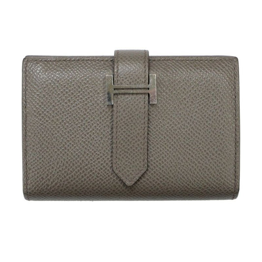Hermes Bearn Mini Compact Wallet Ethane Silver Hardware Epson