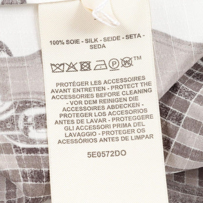 Hermes Dress Coaching Remix Blancasse Kaftan Black White Silk — view 4