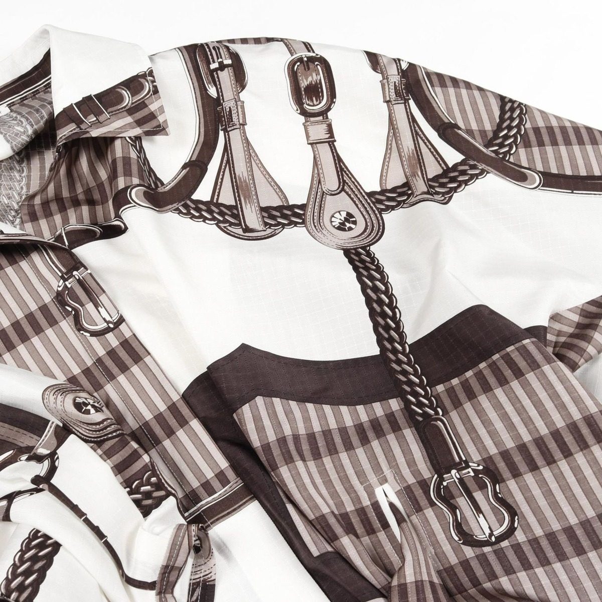 Hermes Dress Coaching Remix Blancasse Kaftan Black White Silk — view 5