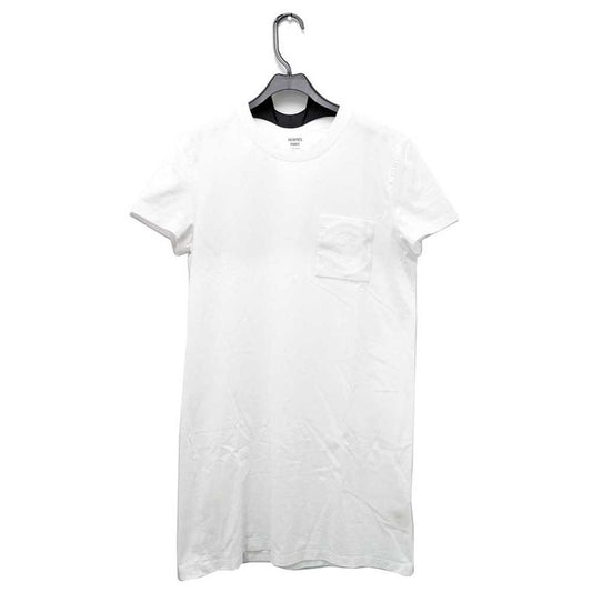 Hermes Short Sleeve Shirt Dress Embroidery White Size 40 Cotton