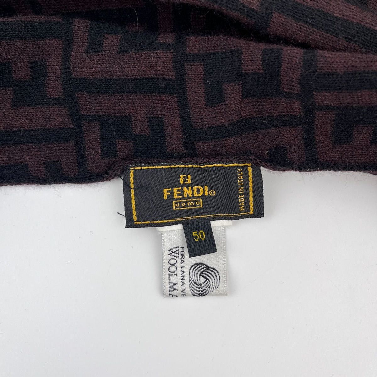 Fendi Scarf Brown Black Wool Vintage — view 2