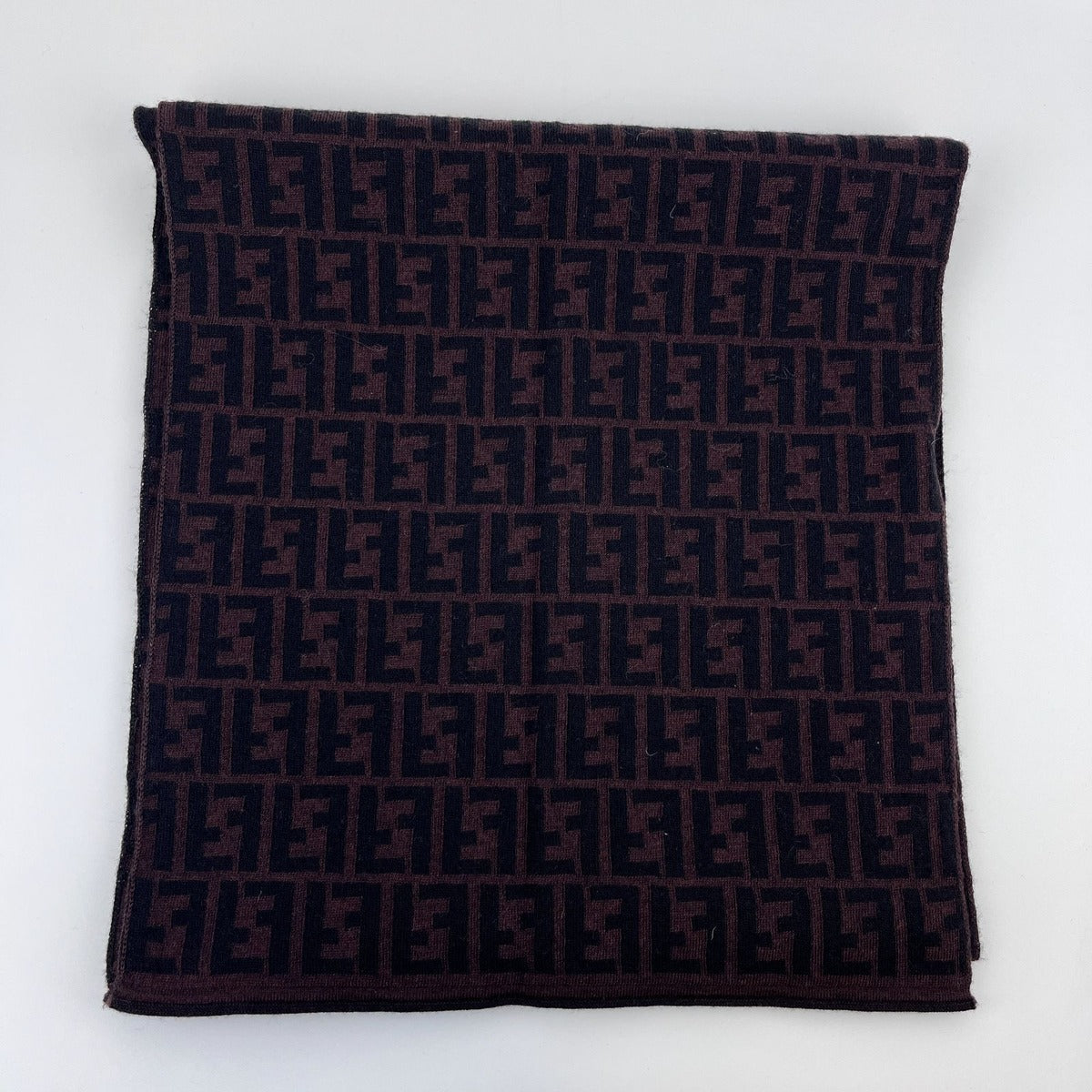 Fendi Scarf Brown Black Wool Vintage — view 5