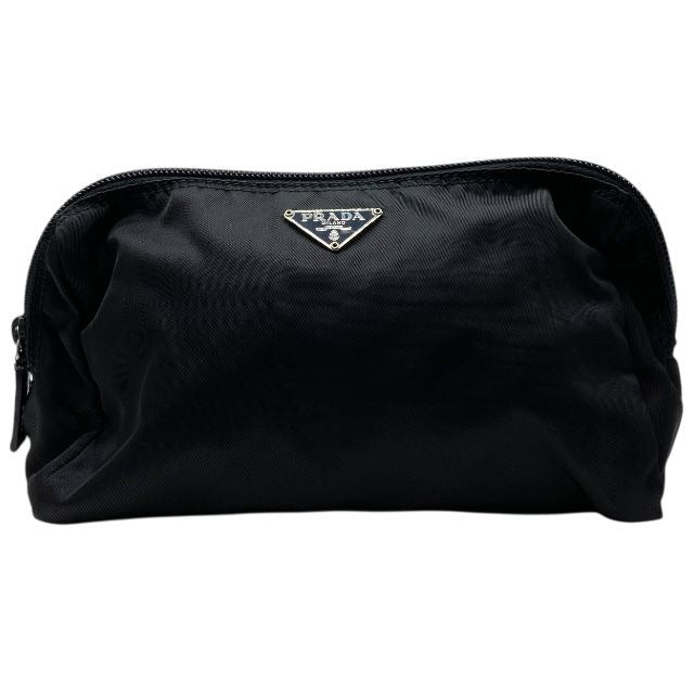 Prada Pouch Cosmetic Small Triangle Logo Nylon Black