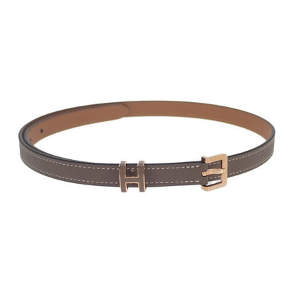 Hermes Pop H 15 Belt Vaux Epson Etoupe Brown Pink Gold Hardware