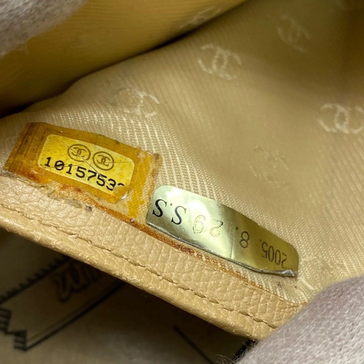 Chanel Trifold Wallet Coco Button Hook Beige Card Coin — view 6